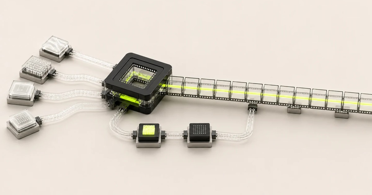 Illustration: media inputs feeding a processing unit and a film strip